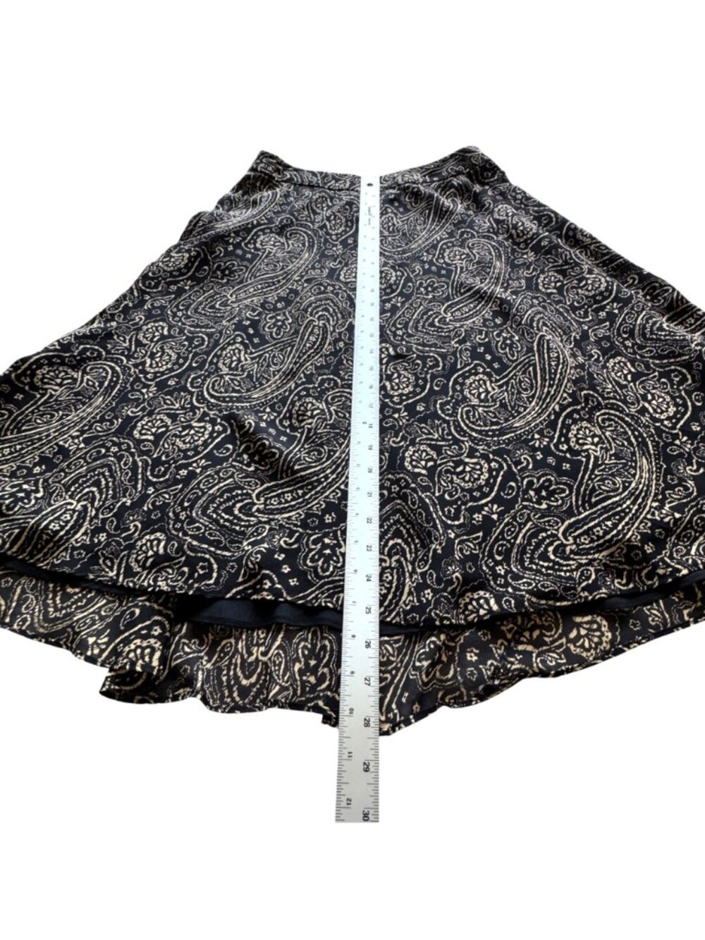 Jones New York Paisley Skirt Size 4 Black & Cream Mid-Length Lined Flowy Style - Picture 10 of 13
